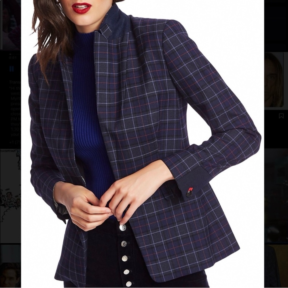 Court & rowe women’s navy blue plaid blazer size 00